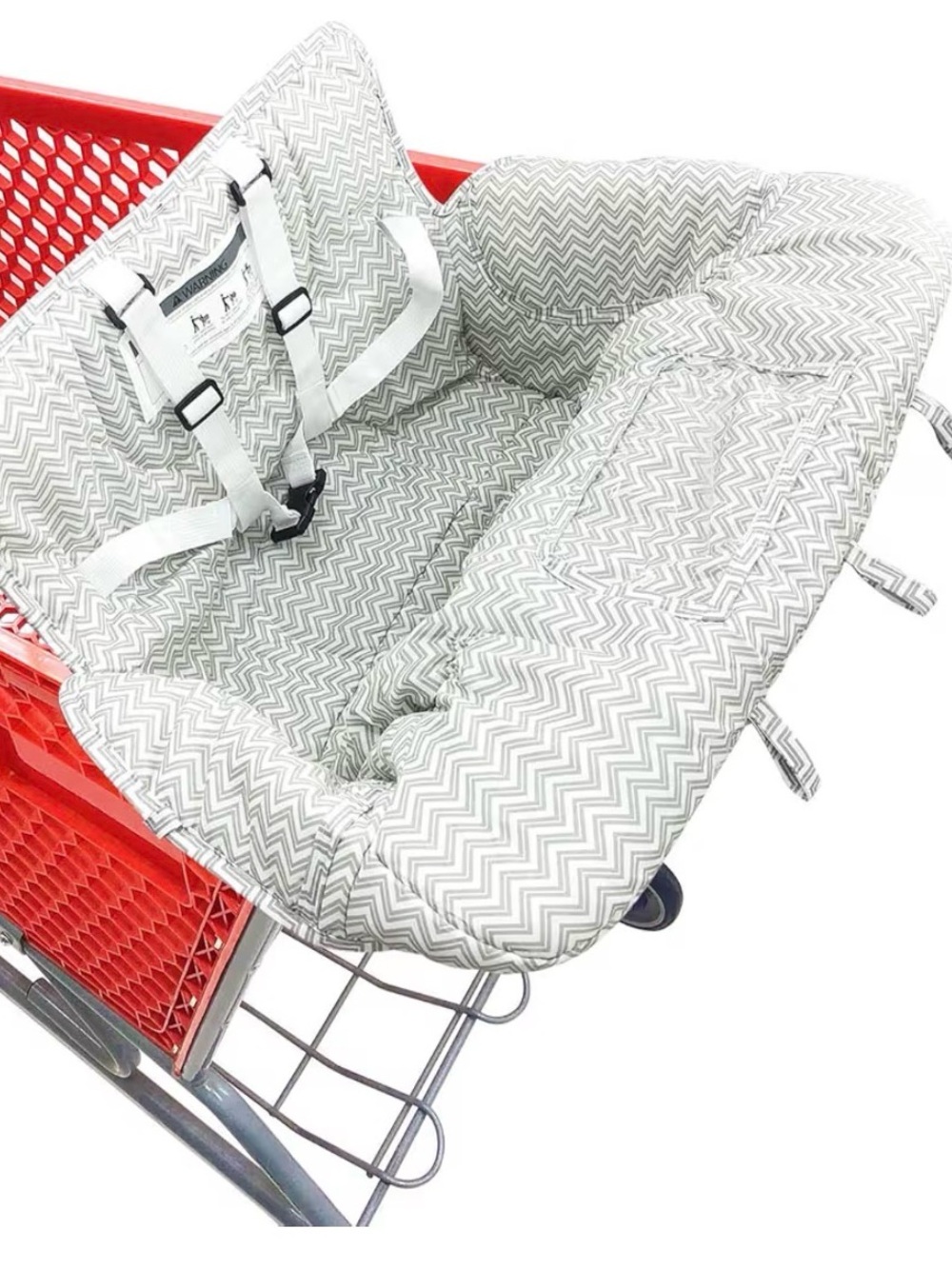 Gray Chevron Kids Shopping Cart Cover with Safety Straps